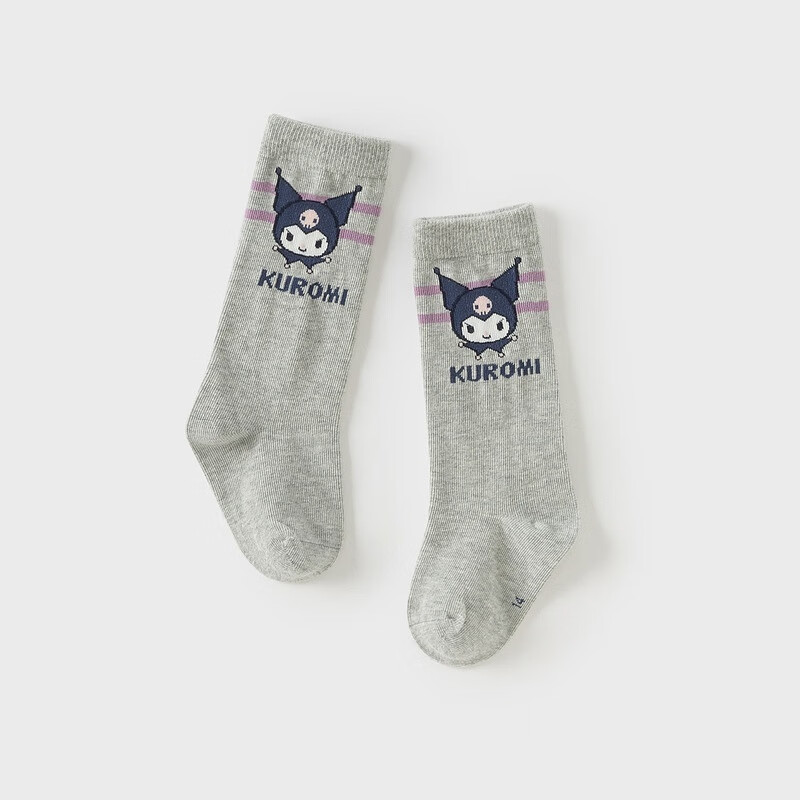 DAVE & BELLA Kuromi Collaboration Children's Mid-Calf Socks, Girls' Autumn School-Style Socks, Stylish