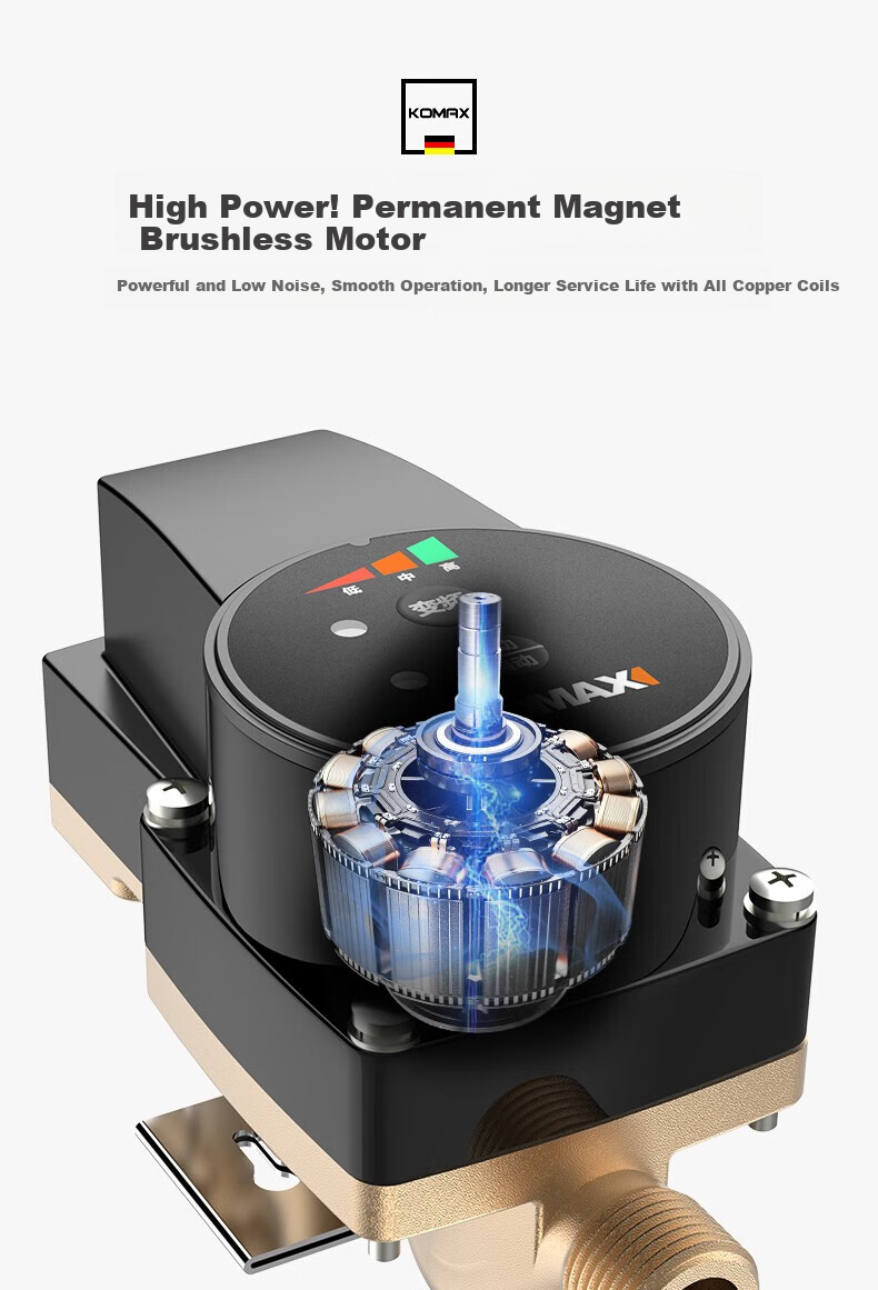 KOMAX Household Booster Pump, Whole-House Automatic Heating And Water Pressure Booster, High-Power Water Pump, Water Heater, Small Variable Frequency Pump 15