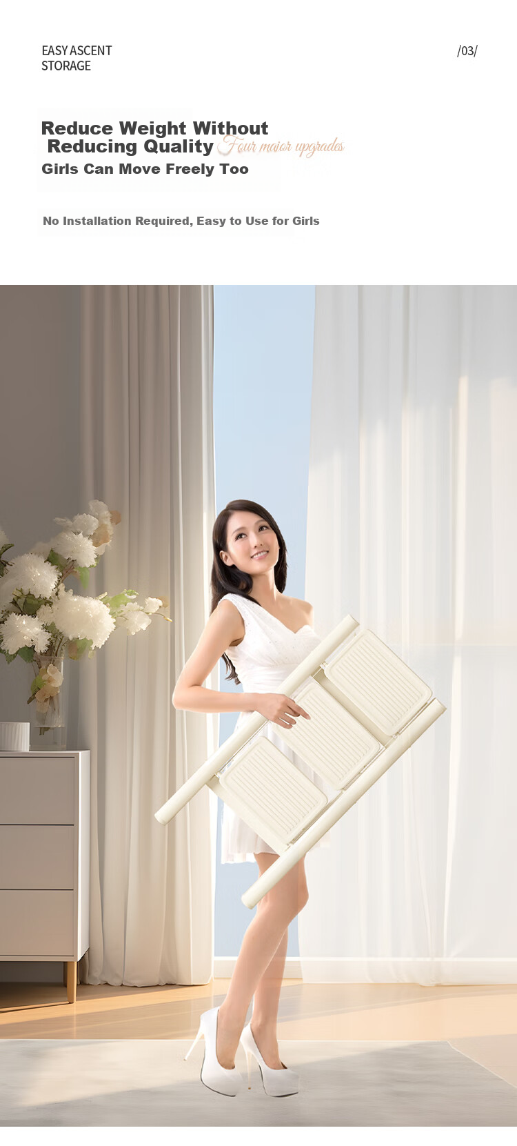 Yilinju Ladder, Household Ladder, Telescopic Ladder, Telescopic A-Frame Ladder, Home Ladder, Folding Ladder, Four Steps 5