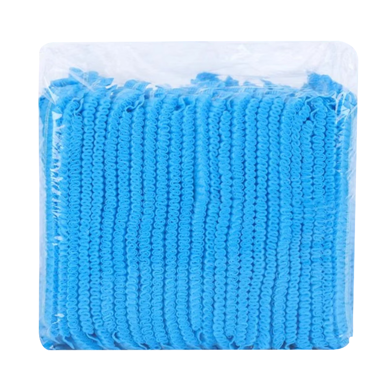 Haosikepu Disposable Head Covers Non-woven Dustproof Cap Strip Hat Hair Net [21-inch Extra Large Double Strap] Blue 100pcs