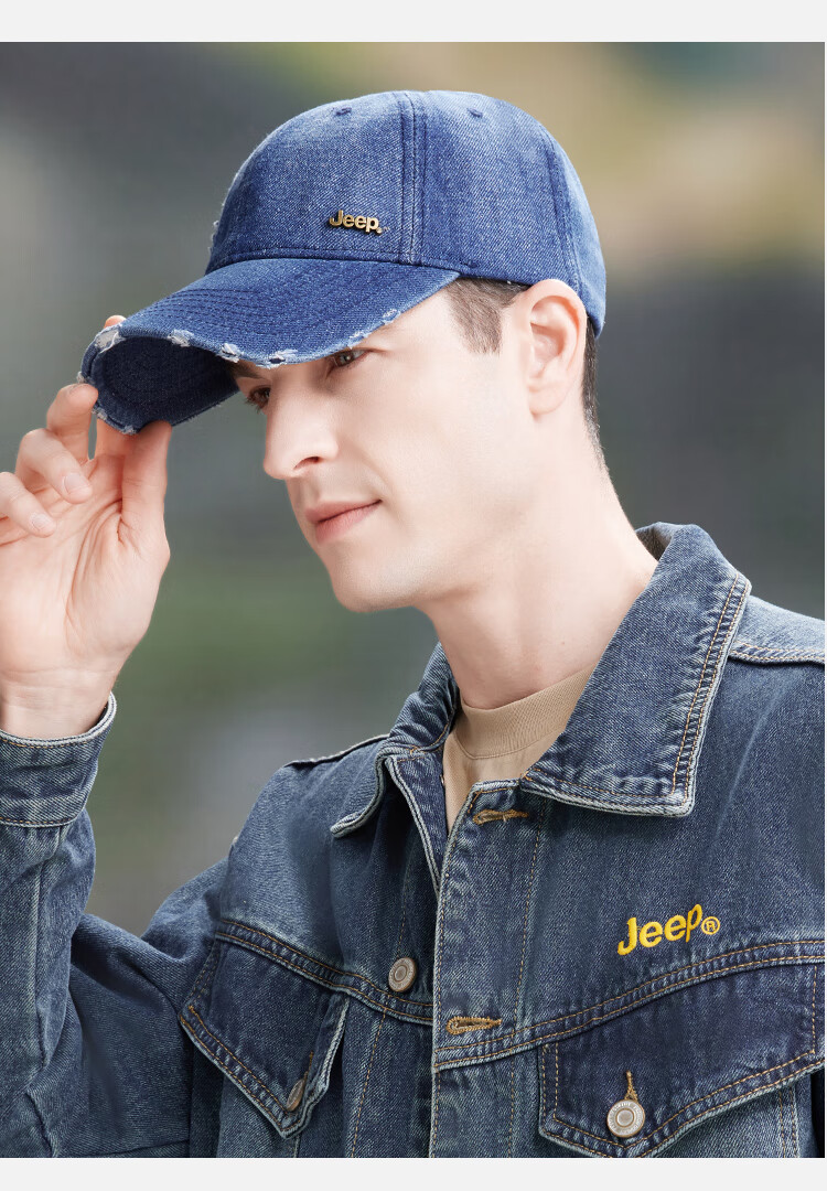 JEEP Baseball Cap for Men, All-Season Outdoor Trendy Retro Sun Protection Hat for Men And Women, Light Blue 10