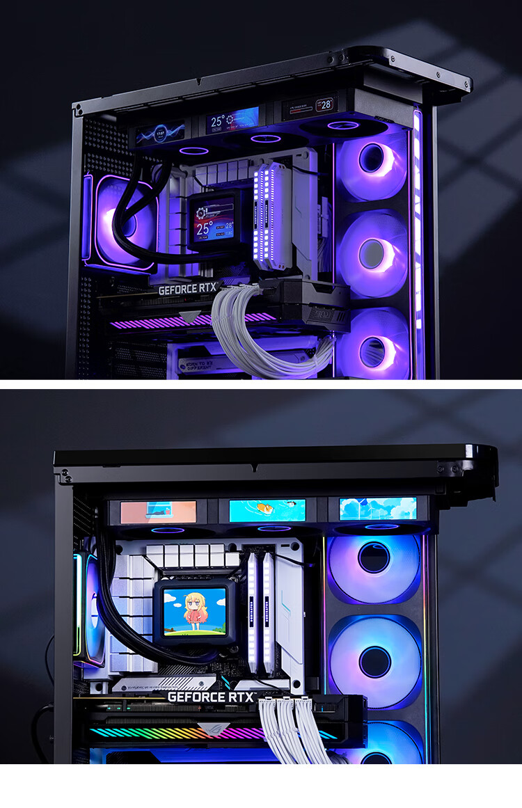 JONSBO TF3-360SC White, All-In CPU Liquid Cooler (3.5-Inch Square Screen/Integrated Fan/3.38-Inch * 3 Fan Screen/custom Software/magnetic Screen) 3
