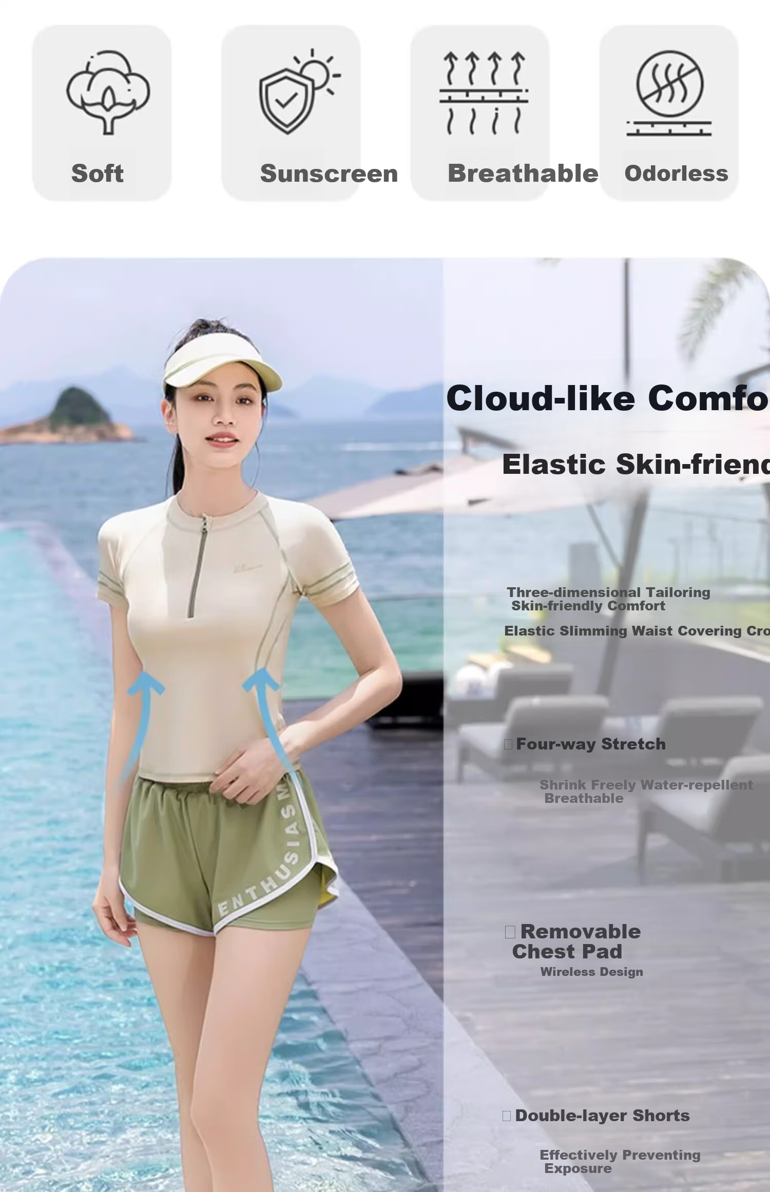 Huili One-Piece Swimsuit Dress for Women, Sexy Tummy Control Slimming Elegant Hot Spring Resort Swimwear 15255H1L Green 2XL 1