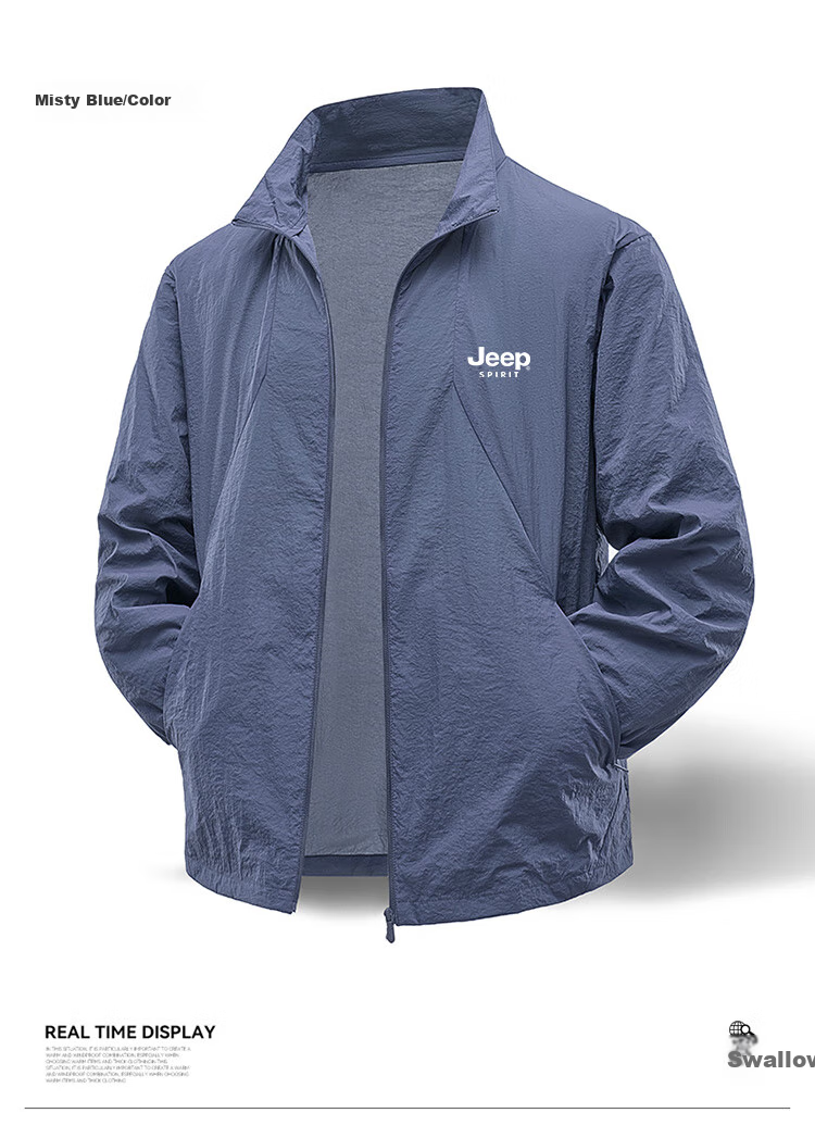 JEEP SPIRIT Men's Sun Protection Jacket, Summer Outdoor Ice-Cool Breathable Long-Sleeve Lightweight Coat, Skin-Friendly Outerwear, Gray, XL 5