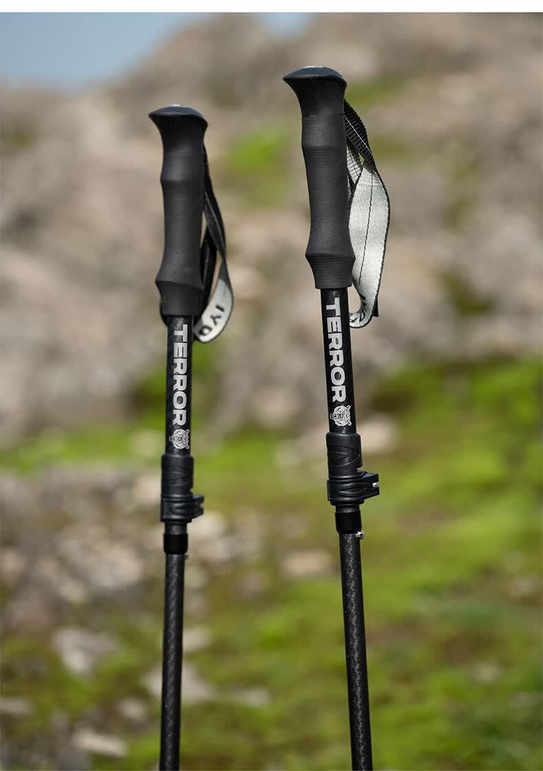 TERROR Carbon Fiber Folding Trekking Pole Carbon Fiber Hiking Stick Mountain Climbing Cane Outdoor Equipment Songyun Folding Carbon Fiber Black 11