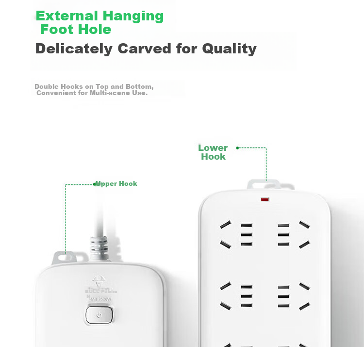 BULL New National Standard Power Strip, Extension Cord/Power Bar/Power Strip/Power Board/Extension Cord, 8 Outlets, GN-S1080, 3m 10