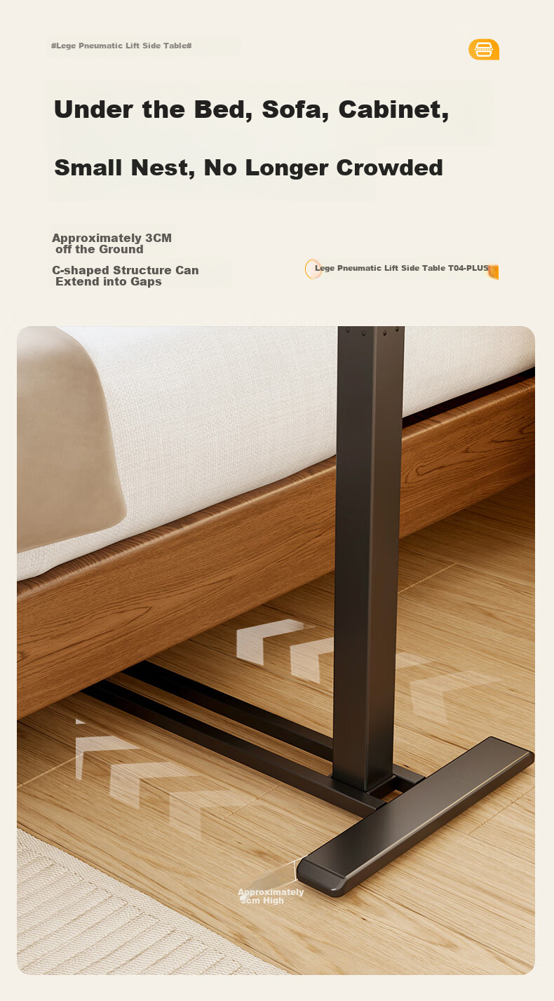Loctek Mobile Bedside Table, Adjustable Height Desk, Computer Desk, Dorm And Home Lazy Table, Small Table T04-Plus White 16