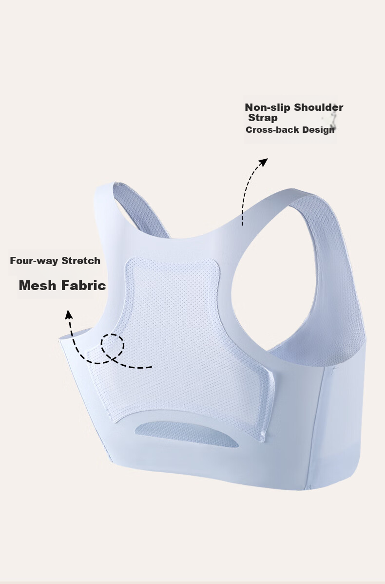 Modaier 2-Piece Set of Girls' Underwear, Student Sports Bra, Anti-Shock Bra for Middle And High School Students in Puberty, Small Vest White + Blue 4