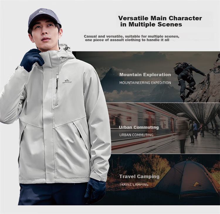 Pioneer Camp Outdoor Hardshell Jacket for Men, Autumn Windproof Waterproof Breathable Travel Hiking Mountaineering Wear-Resistant Coat 2