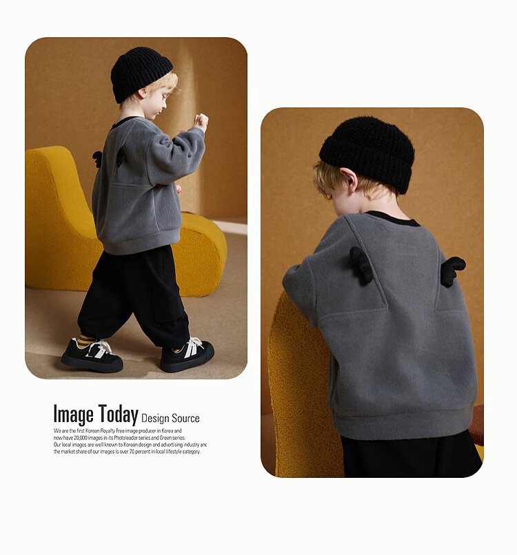 ASK JUNIOR Boys' Sweatshirt 25 Autumn New Comfortable Fleece Small Wings Baby Drop Shoulder Sweatshirt 9