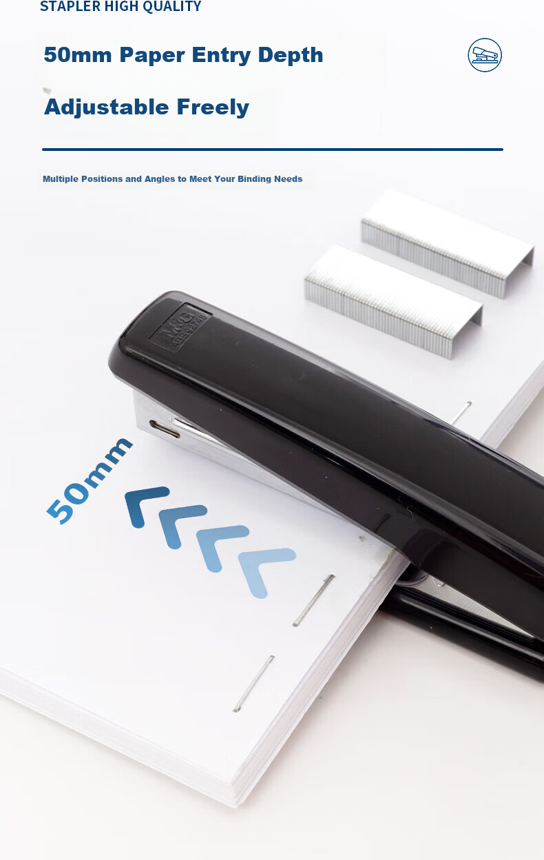 M&G 10# Stapler Metal Durable Stapler with Built-In Staple Remover at The End (Compatible with 10# Staples) Black Single Pack ABS92748 2