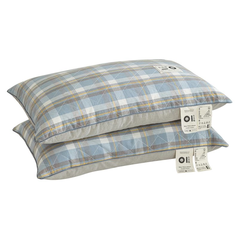 MUJI Workshop Muji Fabric Pillow Core Cotton Home Neck Protection Hotel Pillow Adult Sleeping Special High Blue