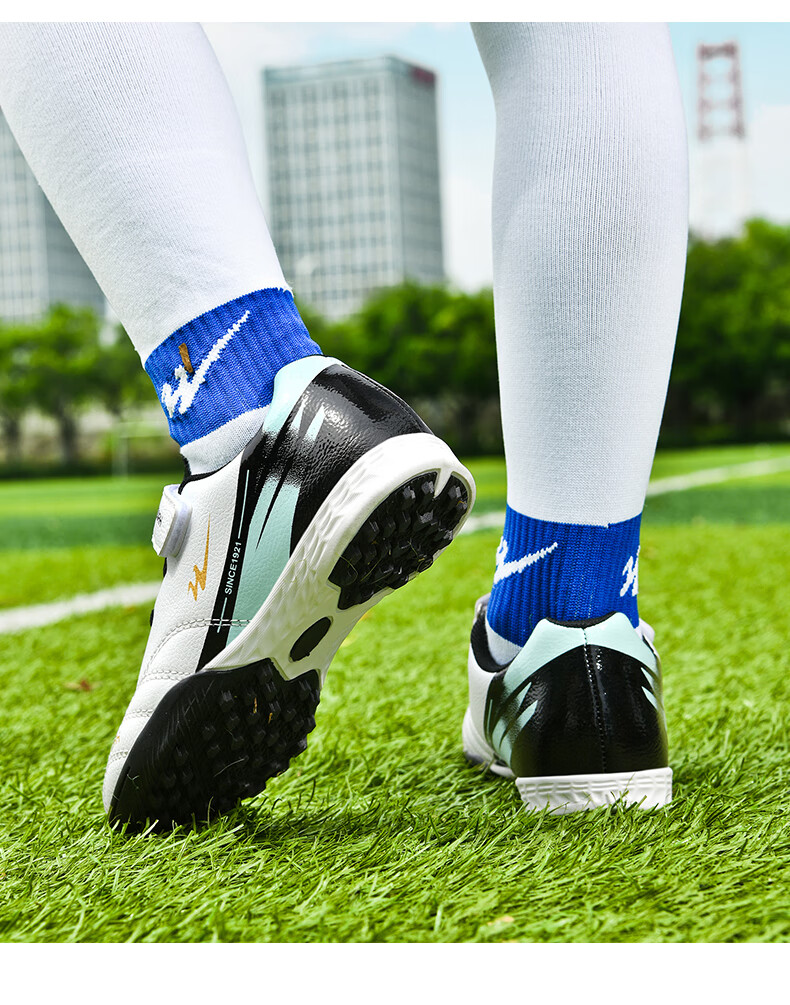 Shuangxing Kids Soccer Shoes Youth TF Turf Cleats Velcro Training Shoes Boys Girls Grass Football Sneakers Student Match Shoes 4