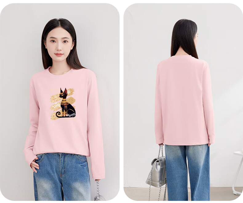 Warrior Pure Cotton Long-Sleeve T-Shirt for Women, New Spring 2026 Style, Simple Outdoor Loose-Fitting Fashionable High-End Casual Clothing 6
