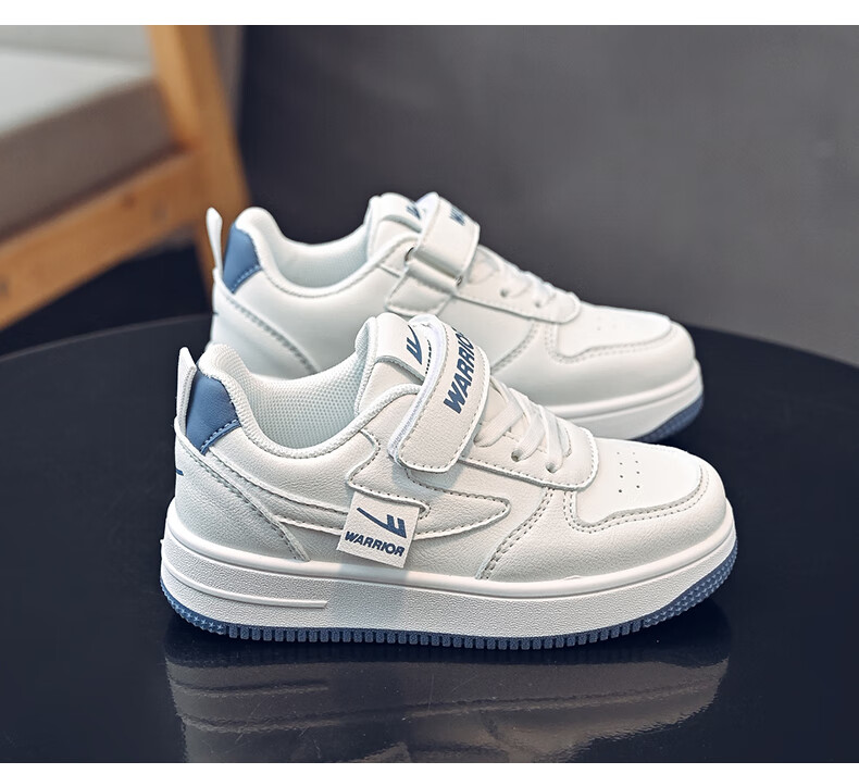 Warrior Children's Shoes Girls' Sports Shoes Spring And Autumn Soft Sole Sneakers Boys' School White Shoes WZ(CL)-0968 White Size 33 10