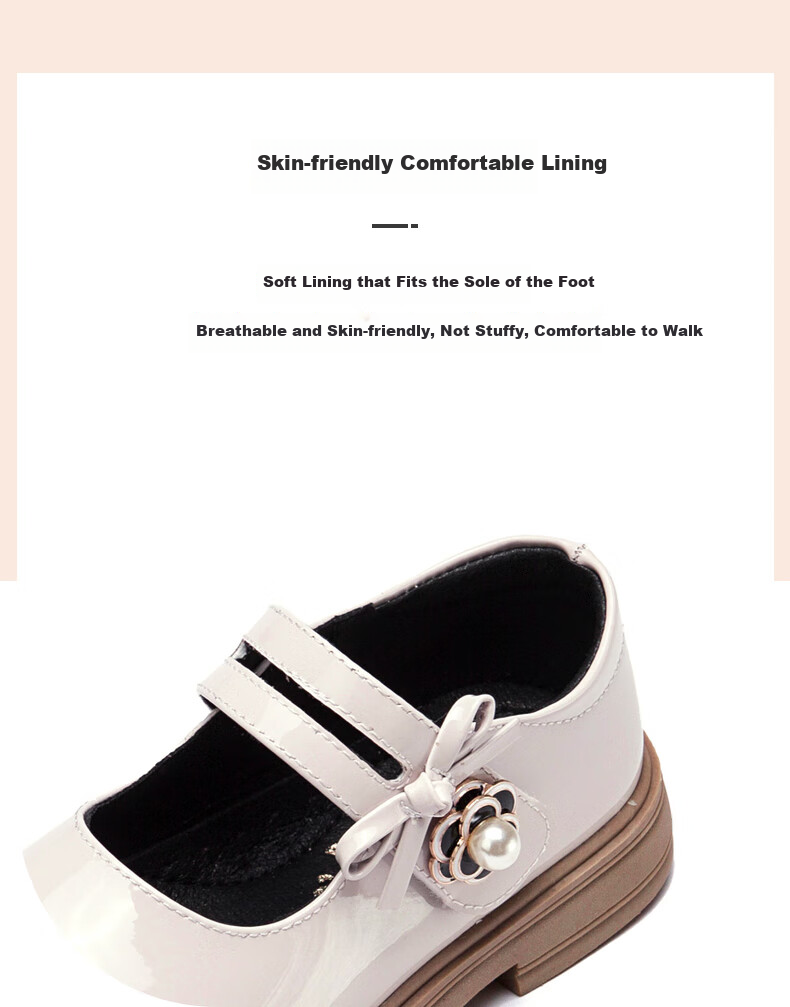 Follow Me Girls' Leather Shoes, Spring And Autumn Fashion Versatile Little Girl Princess Shoes, Campus Fashion Performance Flats, Black, Size 27 8
