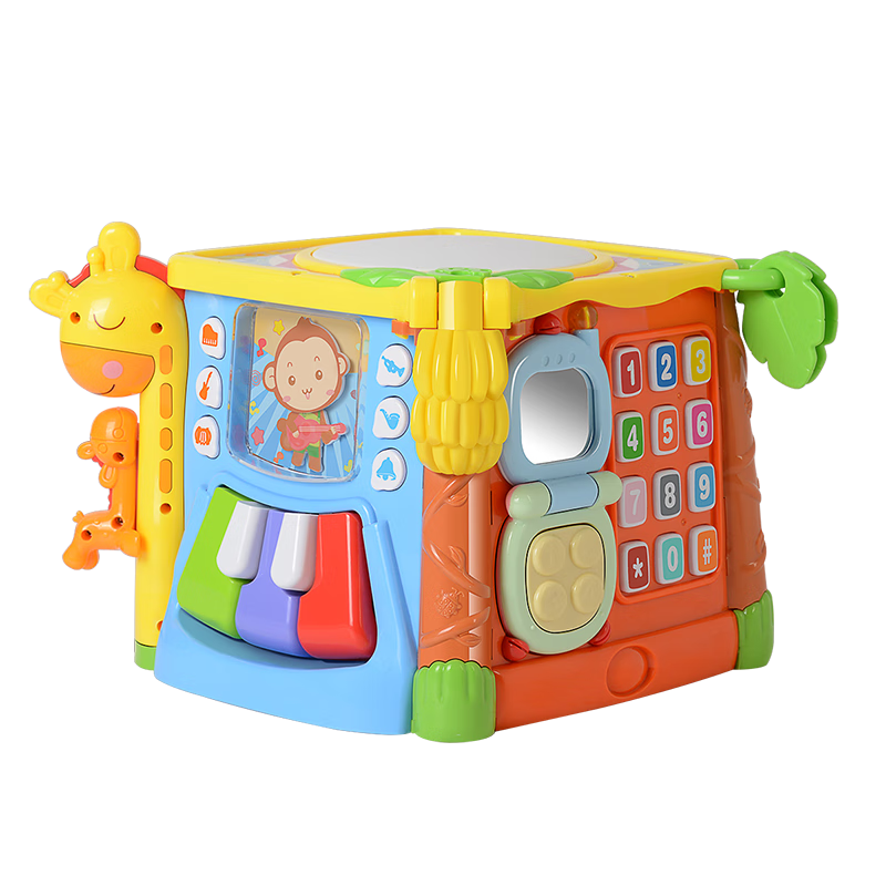 GOODWAY Hand Drum, 0-1 Year Old 6 Months Baby Educational Toy, Game Table, Children's Hexahedral Busy Board, Pat Drum, Birthday Gift