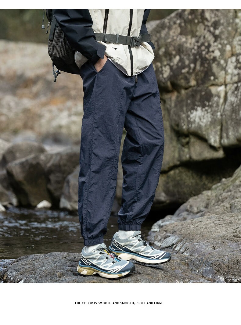 JEEP Casual Pants for Men, Spring Quick-Dry Breathable Sports Pants, Outdoor Trendy Hiking Trousers, Black, Size L 20