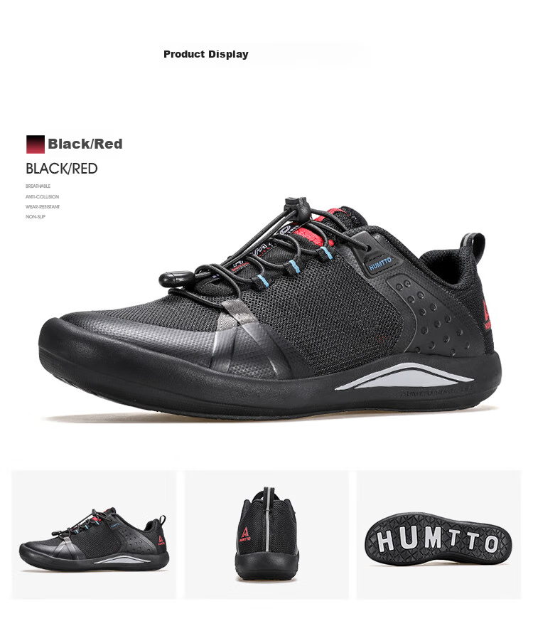 HUMTTO Summer Men's Lightweight Breathable Outdoor Casual Shoes Urban Travel Hiking Shoes Men Black/Red Size 42 8