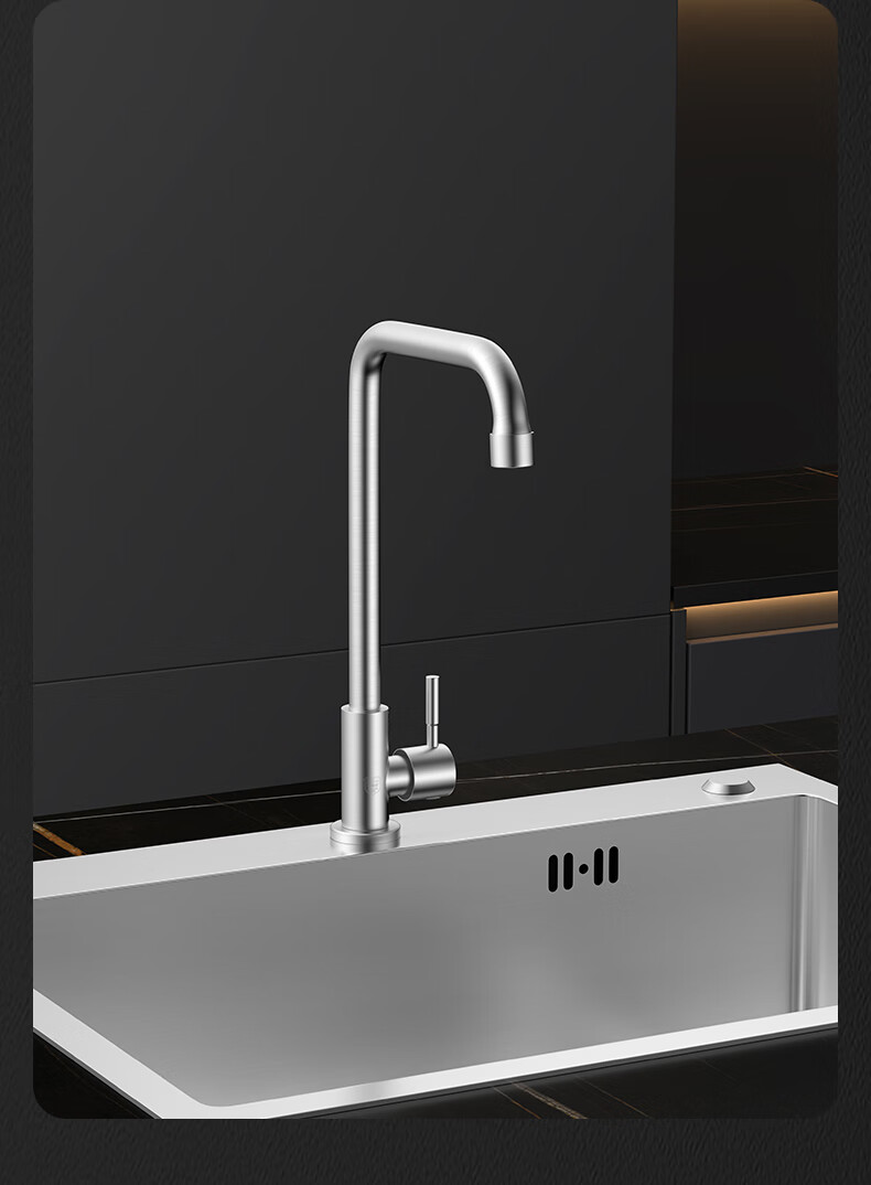 KEGOO Kitchen Faucet Single Cold Balcony 4-Point Rotatable Tap 304 Stainless Steel K2027 11