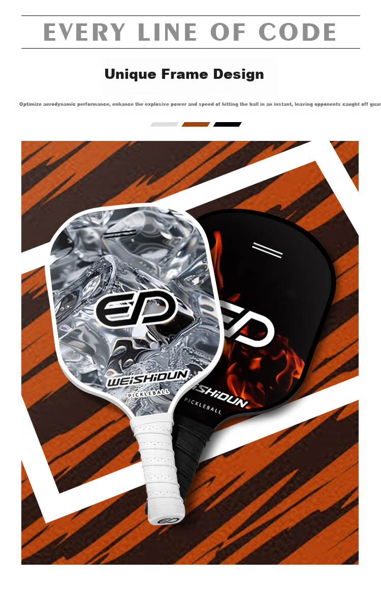 WEISHIDUN Paddleball Ice And Fire Set, Carbon Fiber T300PICKLEBALL, Indoor And Outdoor Sports Equipment 6
