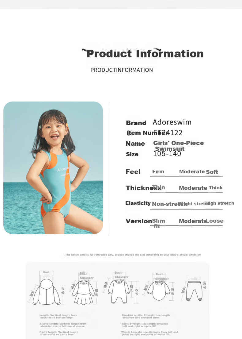 Adoreswim Girls' New 2024 Style Cute One-Piece Swimsuit for Toddlers And Children, Fashionable Swimwear for Girls 2