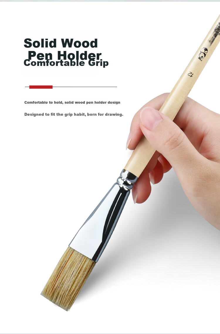 Transon Oil Painting Brush Single Pig Bristle Flat Head Gouache Oil Acrylic Paint Specialized Brush Flat Brush Drawing Hand-Drawn Wall Painting Brush Art Student No. 1 Art Sketching Tool 4