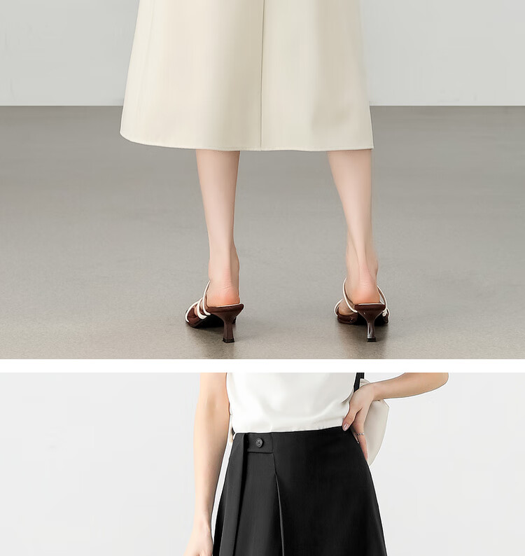Sentubila Urban Commuter Skirt for Women, Summer Fashion A-Line High-Waisted Slimming Skirt, Apricot Color, XL Size 17