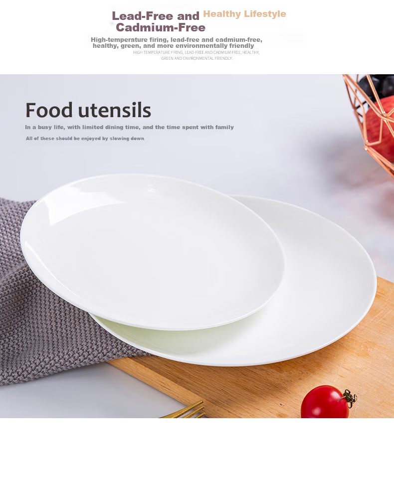 Wanxiang Pure White Underglaze Ceramic Plates And Dishes Set of 6, Round Home Dining Plates, Simple Western-Style Plates, Approximately 8 Inches, Shallow Plates, Six Pieces 3