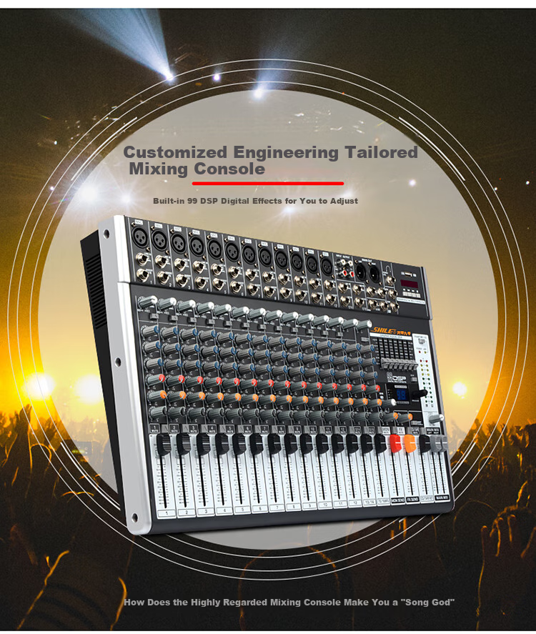 SHILE Tianqin No.9 Professional 16-Channel Mixer, Multi-Control with 99 DSP Effects, USB Reverb, Stage Performance Mixing Console 3