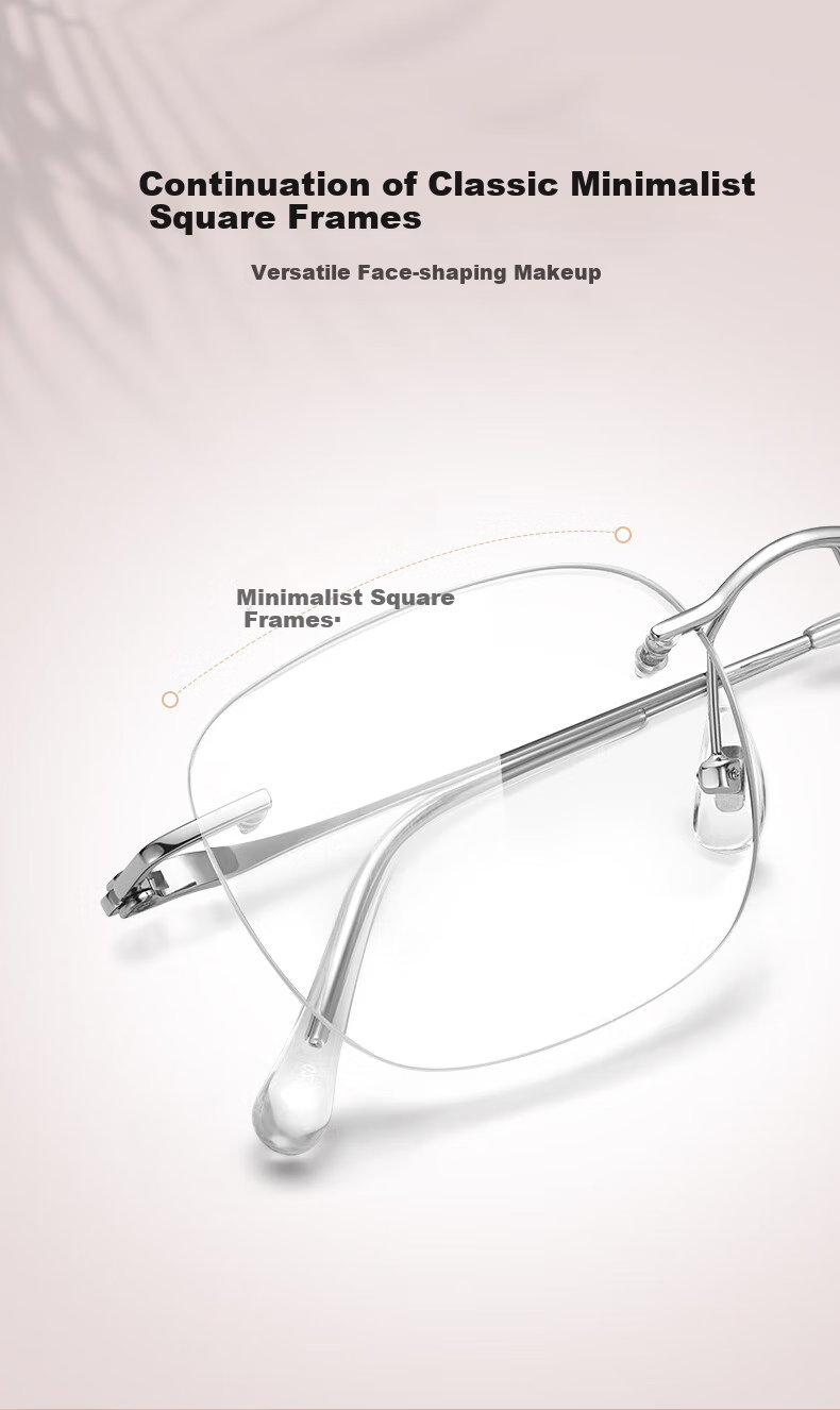 LOHO Rimless Glasses for Women, Prescription Available, Blue Light Blocking, Pure Desire, Ultra-Light, High-End Feel, Frameless Eyeglasses 2