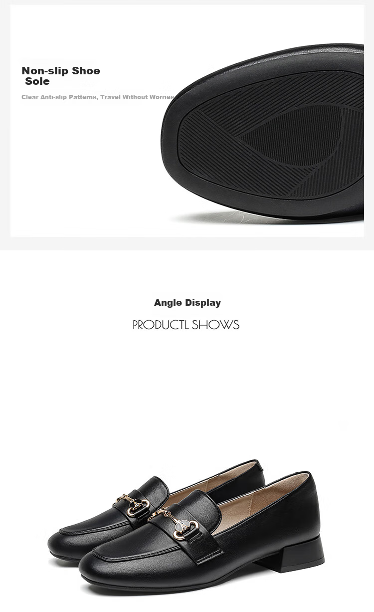 Dusto Low-Heel Women's Shoes, 2026 New Spring Style, Soft-Soled Work Shoes, Black Slip-On Loafers, Small Leather Shoes 9