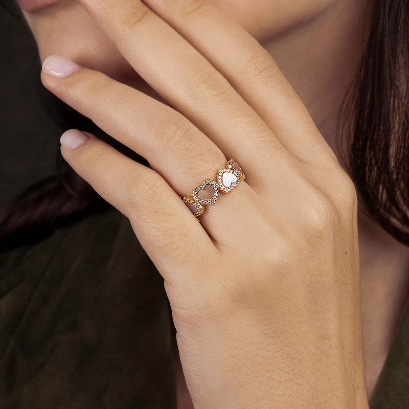 APM Monaco Pearl Mother-Of Heart Ring, Couple Rings, Gift for Girlfriend Or Wife
