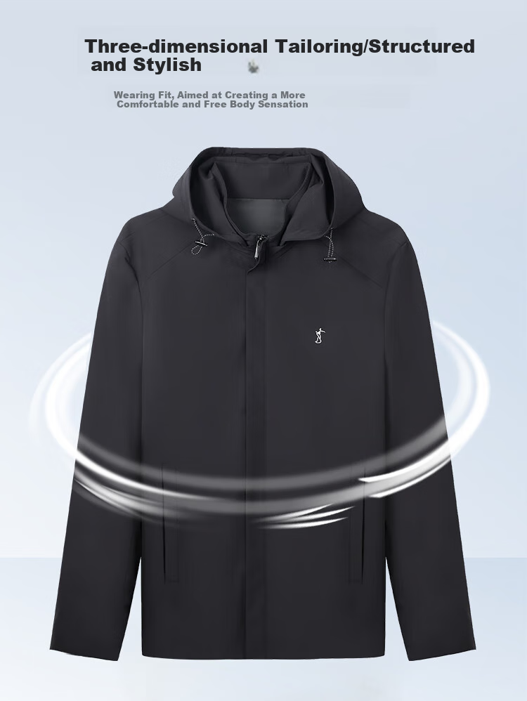 TRIES Men's Jacket, Spring 2025 New Outdoor Hooded Drawstring Embroidered Top, Casual Versatile Cardiga 4