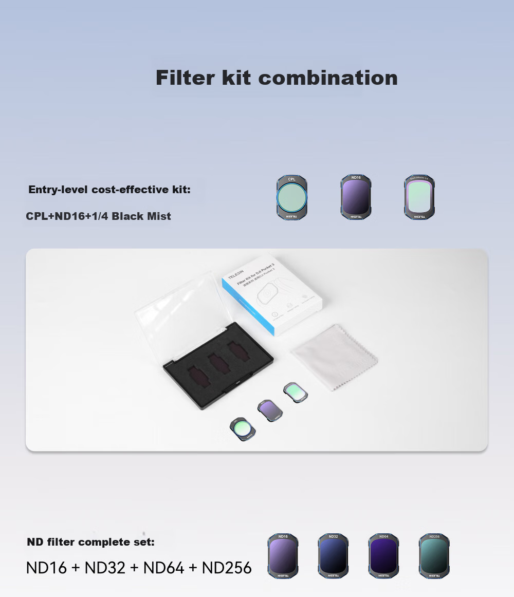 TELESIN Compatible Filter for DJI Pocket 4/3 ND64, Action Camera Filter for Pocket Camera, DJI Accessory, Magnetic Quick-Release Anti-Glare Filter 9