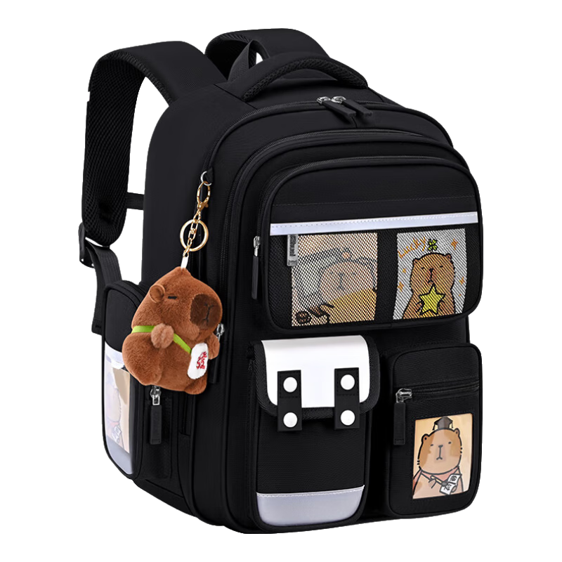 Dishuai Capibala Elementary School Backpack for Girls Grades 1-3 Lightweight Spine-Protecting Large Capacity Children's Backpack for Boys