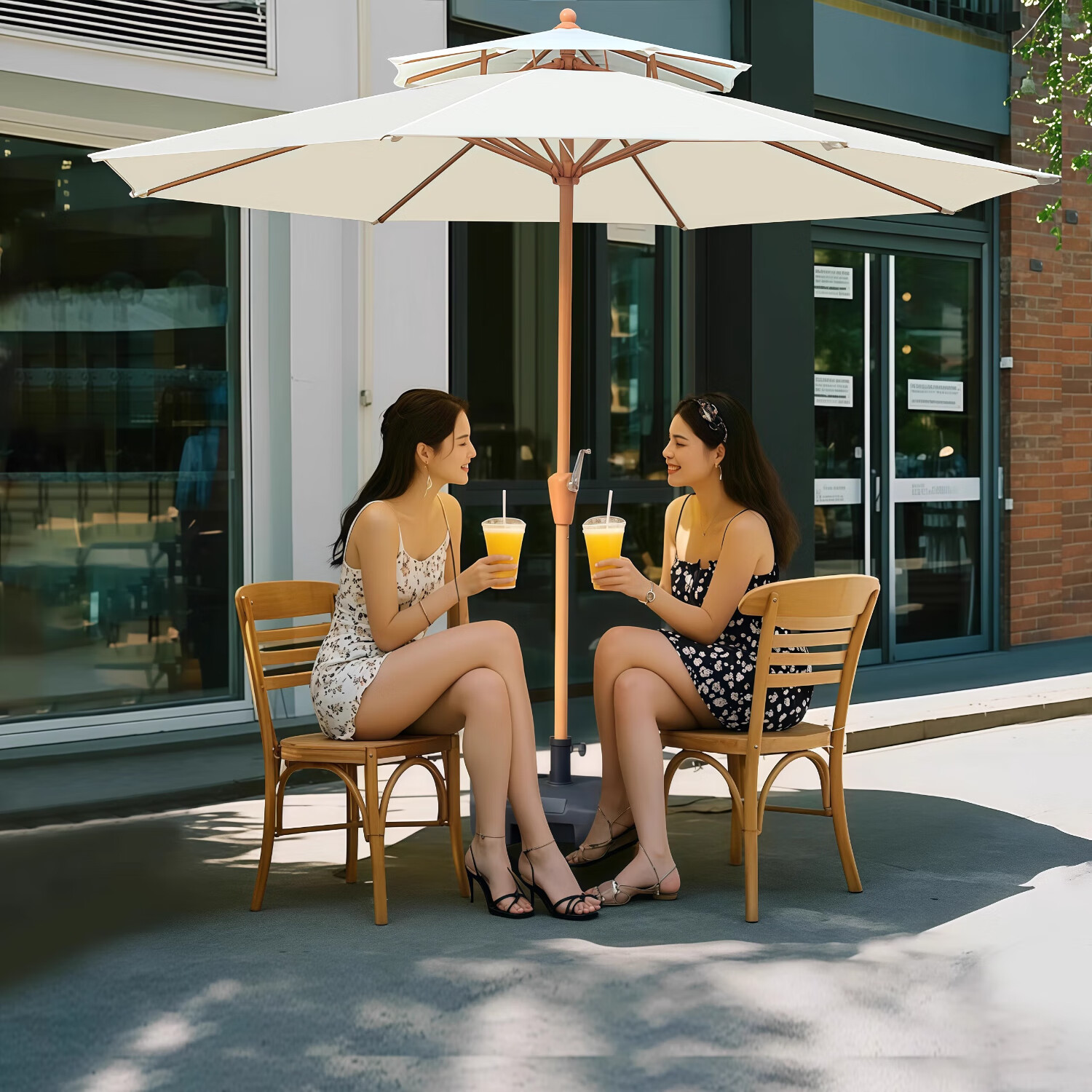 Qiyinge Outdoor Sunshade Umbrella Patio Parasol Terrace Balcony Market Large Sun Umbrella Villa Garden Outdoor Roman Umbrella