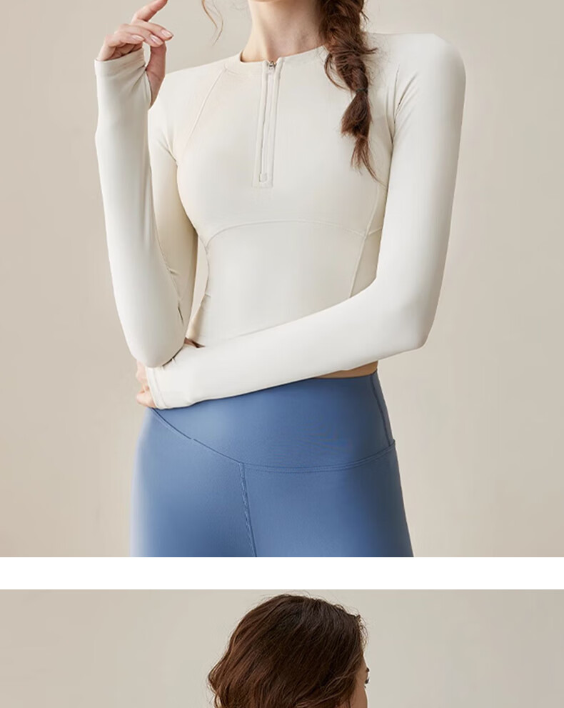 XUEXIMAN Yoga Top Jacket Women with Chest Pad Half Zipper Autumn Winter Slim Fit Long Sleeve Workout Pilates Fitness Apparel 13