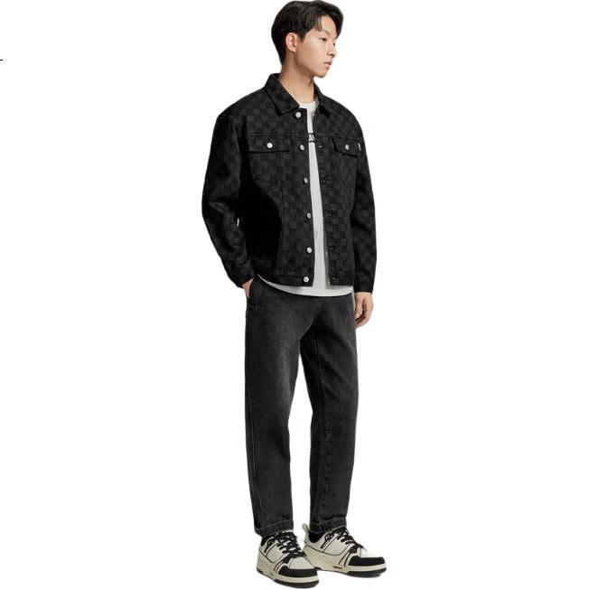 GXG Men's Clothing, 2024 Printed Denim Trendy Jacket, Black 0, 165/S