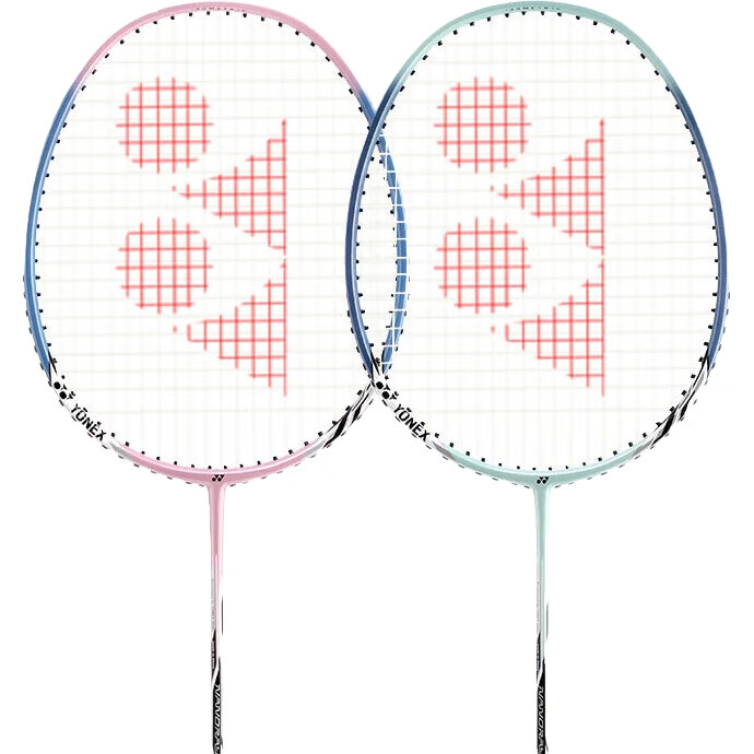 Набор ракеток для бадминтона YONEX, профессиональный, легкий, розово-синий, прочный, 2 ракетки с 2 воланами и 2 лентами для ручек
