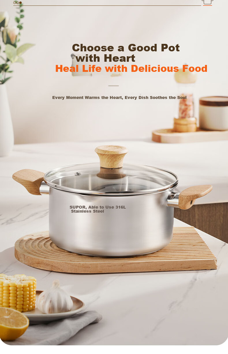 SUPOR Light Enjoyment 316L Stainless Steel Soup Pot 24cm for Noodles, Porridge, Stewing, Compatible with Gas Stove and Induction Cooker ET24YHS01 11