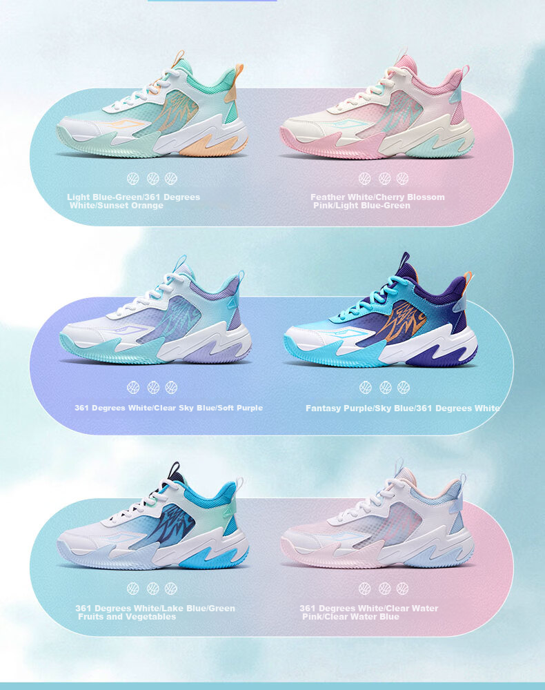 361° Hanjiang | Children's Basketball Shoes, Summer Practical Training, Youth Hard Court Wear-Resistant Basketball Shoes, Blue, Size 41 3