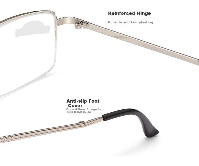 Funsonca Metal Folding Portable High-Definition Anti-Blue Light Reading Glasses for Men And Women, Imported Materials Comfortable 6104 300 Degree 6