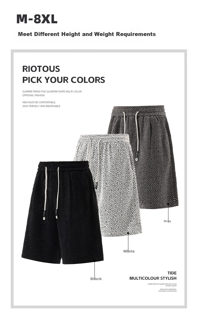 CLOR Starry Sky Texture Shorts, Summer Lightweight Simple Breathable Trendy Sports Knee-Length Pants for Men, MLS01 White XL 2