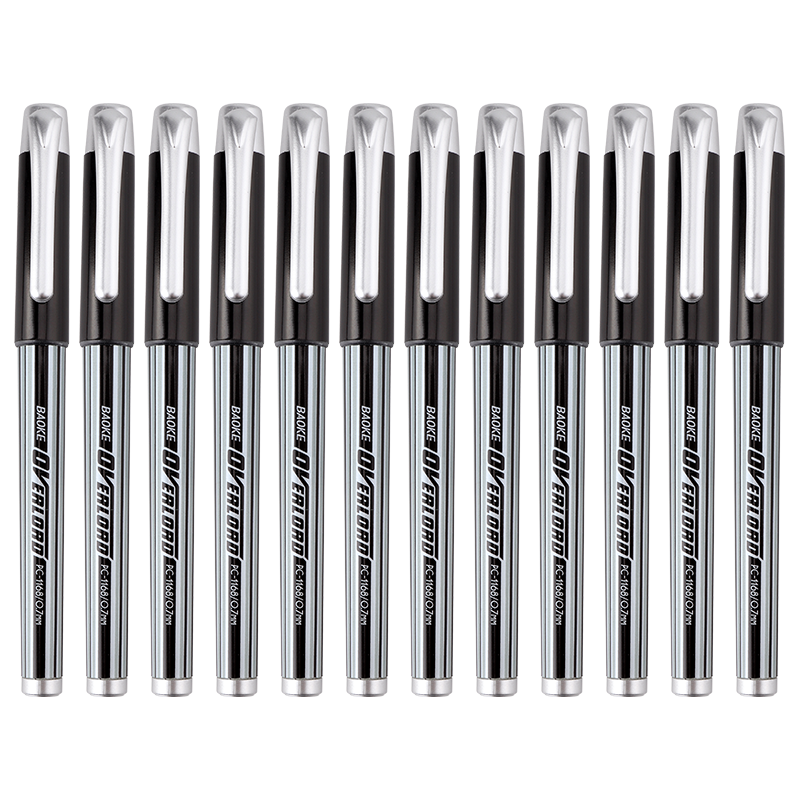 BAOKE PC1168 Classic Office Cap Pen 0.7mm Bullet Tip Gel Ink Pen Black 12pcs/Box