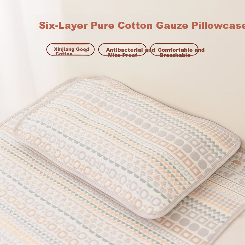YAZAN Gauze Children's Pillowcase, Pure Cotton, Breathable, Sweat-Absorbing, Class A, Removable And Washable, Squirrel Nut Pattern, 35*55CM