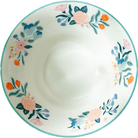 JD Original American-Style Bowl, Noodle And Rice Bowl, Ceramic Salad Bowl, Large Size for Home Use, Fresh Pastoral Style, Soup Bowl, 6 Inches * 2
