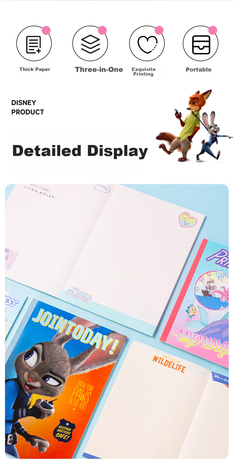 Disney Stationery Notebook, Student Use, Wirebound B5 Lined Notebook, Soft Cover Error Correction Book, Journal, Study Supplies, A6 Grid Notebook, A5 Dot Matrix Notebook 2