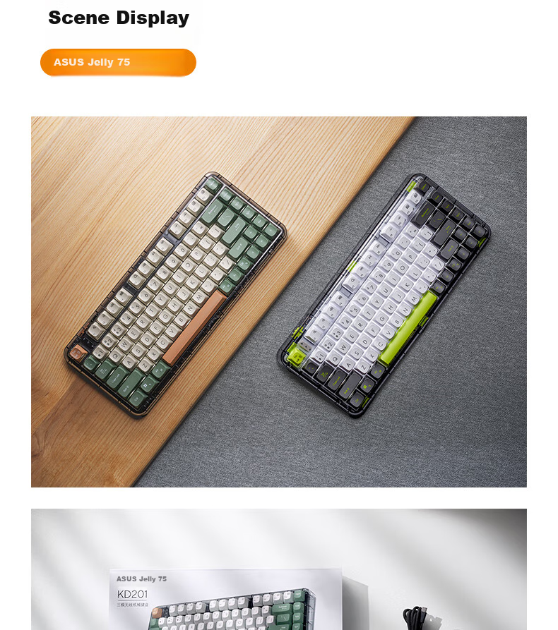 ASUS Jelly 75 Three-Mode Wireless 75% Mechanical Keyboard Full Hot-Swappable Gasket Structure Quiet Keys macOS Compatible Office Keyboard Wilderness Orange 11