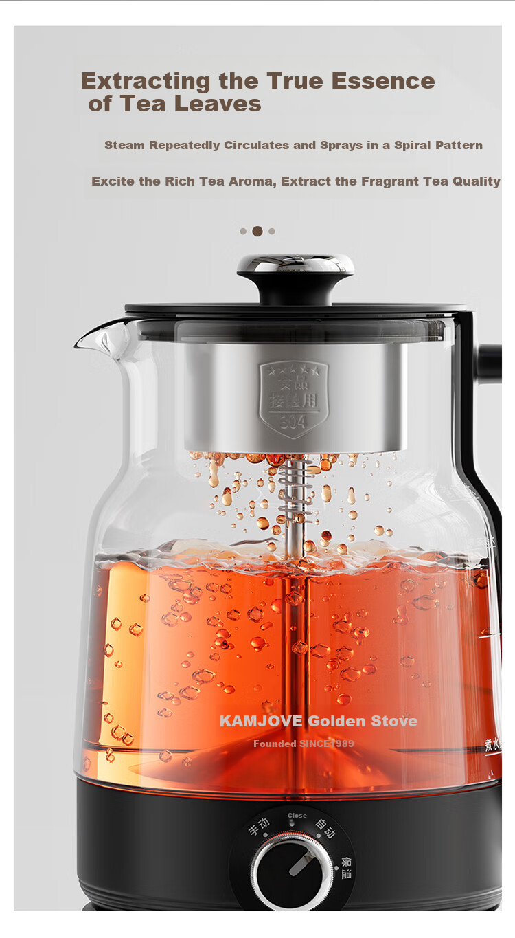 KAMJOVE Tea Kettle, Tea Infuser, Spray-Type Tea Maker, White Tea And Black Tea Steamer, All-In Tea Brewing Kettle, Tea Set 5